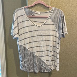 Entro white and grey striped top